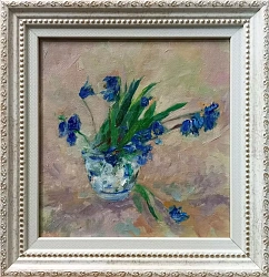 Картина. Олеся Фатеева. Букетик весны. Холст, картон, масло. 19х18 см. Авторская живопись. 