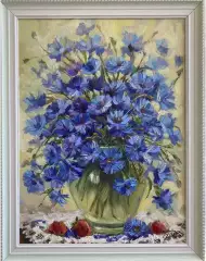 Картина. Никколова И.А. Васильки. Холст, масло. 40х30 см. Авторская живопись.