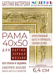 Рама багетная 40x50 для картин и зеркал - 6,4 см, классическая, пластиковая, с креплением, М-18-1