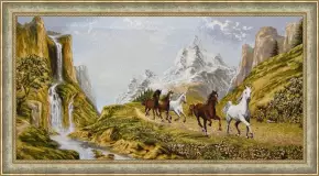 Гобелен в раме. Вдоль реки. 41х76 см