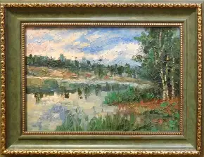 Картина. Лолита Серебрянская-Симонян Розовый закат, холст, масло, 20х30 см. Авторская живопись.