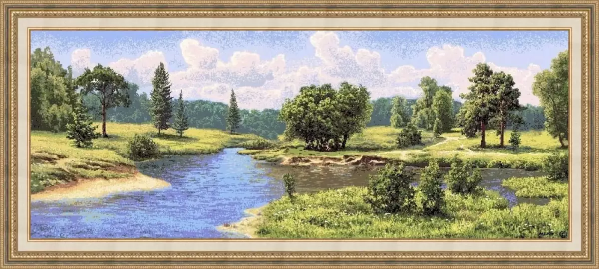 Гобелен в раме. Родные места. 61х157 см