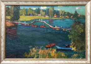 Картина. Александр Филиппов Мосток через р. Солоница холст, масло, 40х60 см. Авторская живопись.