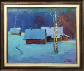 Картина. Александр Филиппов Деревенская тишина, холст, масло, 40х50 см. Авторская живопись.