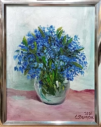 Картина. Стефан Домусчи. Подснежники. Холст, масло. 40х30 см. Авторская живопись.