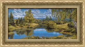Гобелен в раме. Пейзаж без уток. 28х45 см