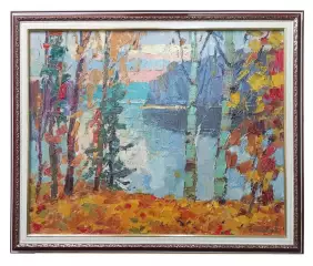 Картина. Юрий Болотов. Осень на Волге. Холст, масло. 50х40 см. Авторская живопись