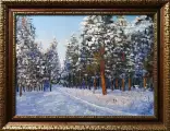 Картина. Стефан Домусчи Солнечный день в лесу, холст, картон, масло, 45х62 см. Авторская живопись.
