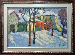 Картина. Юрий Болотов "Январские тени" холст, масло 30х45 см. Авторская живопись