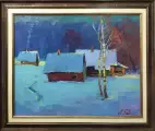 Картина. Александр Филиппов Деревенская тишина, холст, масло, 40х50 см. Авторская живопись.
