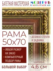 Рама багетная 50x70 для картин и зеркал - 4,6 см, классическая, пластиковая, с креплением, без стекла, М-37-2