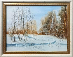Картина. Беляев Владимир "Зима", холст, масло 30х40 см. Авторская живопись