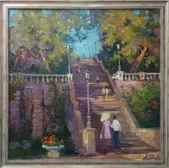 Картина. Александр Филиппов. Каменная лестница в Таганроге. Холст, масло. 70х70 см. Авторская живопись.