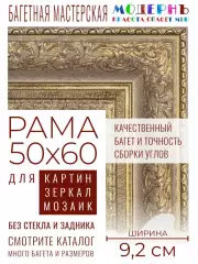 Рама багетная 50x60 для картин и зеркал - 9,2 см, классическая, пластиковая, с креплением, М-19-2
