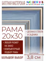 Рама багетная 20x30 для картин и зеркал - 3,8 см, классическая, пластиковая, с креплением, без стекла, М-9-3