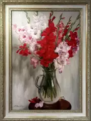 Картина. Александр Золотых. Гладиолусы. Холст, масло. 75х50см. Авторская живопись.