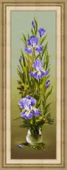 Гобелен в раме. Ирисы вертикальные. 129х47 см