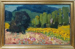 Картина. Юрий Болотов "Август", холст, масло, 25х40 см. Авторская живопись. 