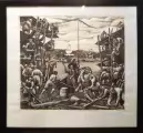 Картина. Виктор Донской Петр I на Воронежской верфи, 1985г., бумага, цв. автолитография, 50х54 см. Авторская живопись.
