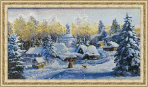 Гобелен в раме. Крещение. 42х69 см, 719-14