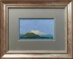 Картина. Иван Бондарев "Кавказ" картон, масло, 11х18 см. Авторская живопись.