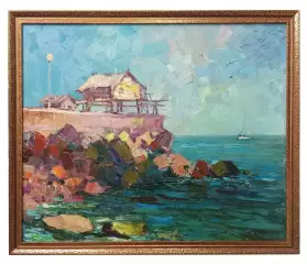 Картина. Александр Филиппов.Рыбацкие домики холст, масло. 50х60 см. Авторская живопись.