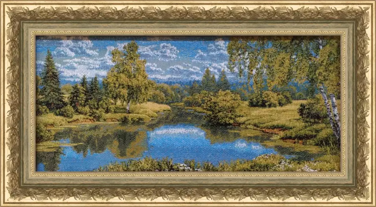 Гобелен в раме. Пейзаж без уток. 28х45 см