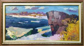 Картина. Александр Филиппов. Весенний уголок Белого моря, холст, масло, 24х50 см. Авторская живопись.