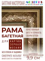 Багетная рама 60x90 для картин и зеркал, ширина - 9,9 см, классическая, пластиковая, с креплением, 157-10