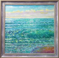 Картина. Сулеков Юрий. Морской этюд, оргалит, масло, 61х62. Авторская живопись.
