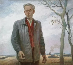 Картина. Василий Лосев. Портрет механизаторов Ивана Ивановича Козлова. Оргалит, масло. 80х90 см. Авторская живопись. 