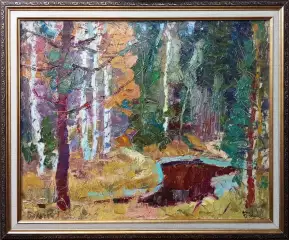 Картина. Юрий Болотов Задумчивая осень холст, масло 40х50 см. Авторская живопись.