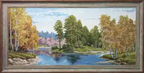 Гобелен в раме. Краски осени, габ 54х106 см, 718-16