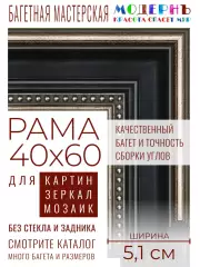 Рама багетная 40x60 для картин и зеркал - 5,1 см, классическая, пластиковая, с креплением, М-13-6