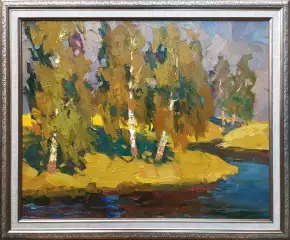 Картина. Александр Филиппов Вечерние березки холст, масло, 40х50 см. Авторская живопись.