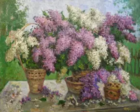 Картина. Надежда Кущева Сирень, холст, масло, 60х75 см. Авторская живопись.