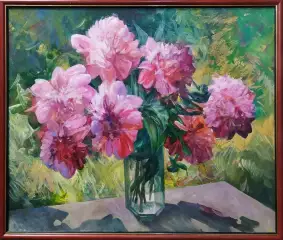 Картина. Евгений Федорищев Пионы I, холст, масло, 55х65 см. Авторская живопись.