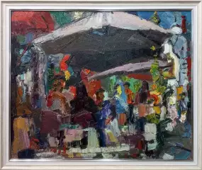 Картина. Юрий Болотов. Летнее кафе. Холст, масло. 45х55 см. Авторская живопись