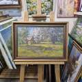Картина. Александр Поплавский. В весеннем саду. Картон, масло. 30х45 см. Авторская живопись.