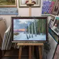 Картина. Стефан Домусчи.Окраина Борисоглебска. Холст, картон, масло. 40х60 см. Авторская живопись.