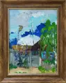 Картина. Роман Серебрянский Деревенский мотив, картон, масло, 18х24 см. Авторская живопись.