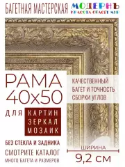 Рама багетная 40x50 для картин и зеркал - 9,2 см, классическая, пластиковая, с креплением, М-19-2