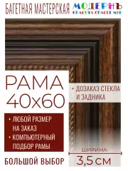 Рама багетная 40x60 для картин и зеркал - 3,5 см, классическая, пластиковая, с креплением, без стекла, М-43-1