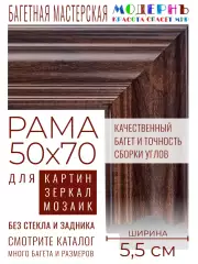 Рама багетная 50x70 для картин и зеркал - 5,5 см, классическая, пластиковая, с креплением, без стекла, М-15-4