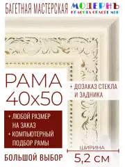 Рама багетная 40x50 для картин и зеркал - 5,2 см, классическая, пластиковая, с креплением, без стекла, М-23-2