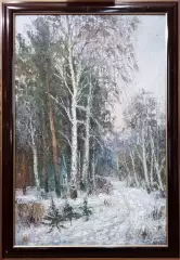 Картина. Стефан Домусчи.Березы у дороги. Холст, картон, масло. 61х41 см. Авторская живопись.
