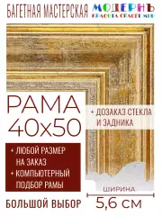 Рама багетная 40x50 для картин и зеркал - 5,6 см, классическая, пластиковая, с креплением, без стекла, М-10-3