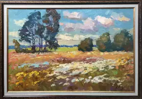 Картина. Александр Филиппов Цветущие поля августа, холст, масло, 40х60 см. Авторская живопись.